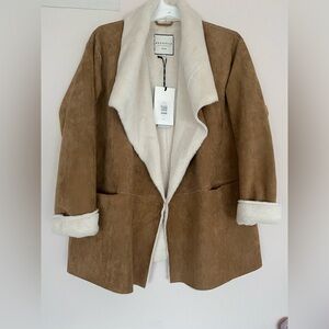Bagatelle Tan Teddy Jacket with Cream Accents